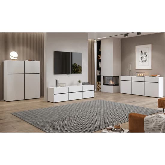 Kodak Wooden Sideboard With 3 Doors 3 Drawers In White