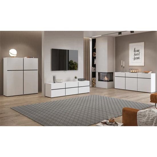 Kodak Wooden Sideboard With 4 Doors 4 Drawers In White