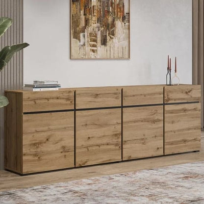 Kodak Wooden Sideboard With 4 Doors 4 Drawers In Wotan Oak