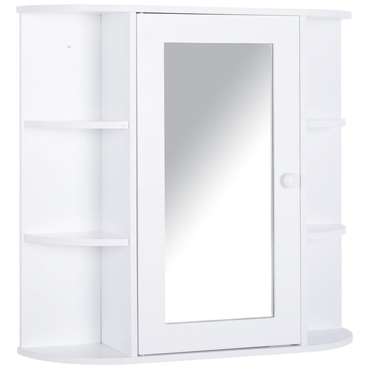 HOMCOM all Mounted Bathroom Cabinet with Mirror Single Door Storage Organizer 2-tier Inner Shelves White