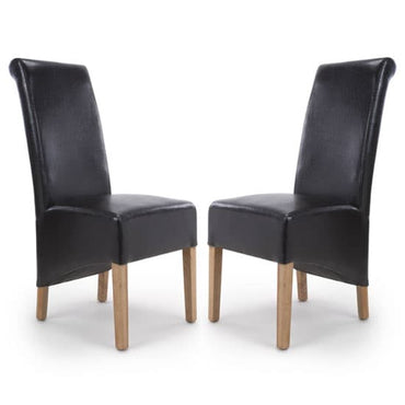 Kyoto Black Bonded Leather Dining Chair In A Pair