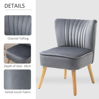 HOMCOM elvet Accent Chair Occasional Tub Seat Padding Curved Back with Wood Frame Legs Home Furniture Set of 2 Grey