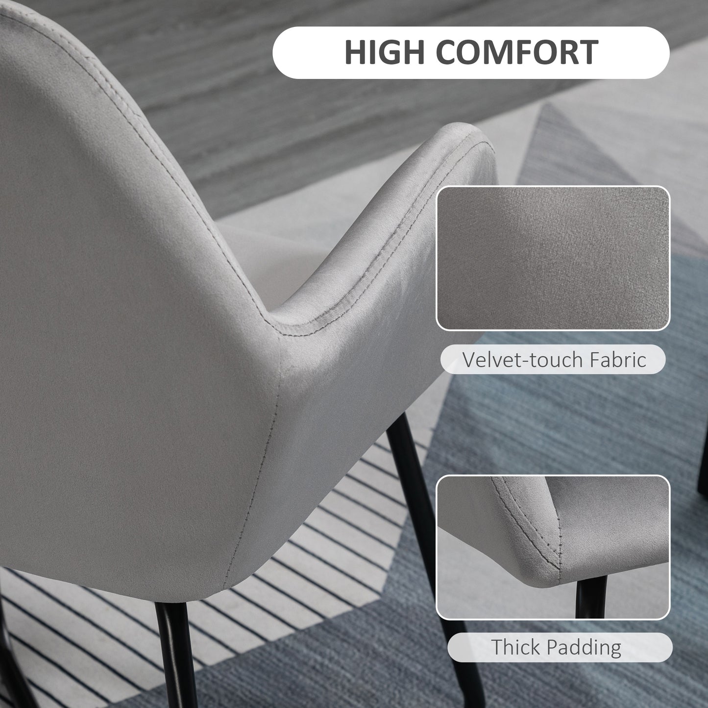 HOMCOM elvet-Feel Plisse Back Accent Chair - Grey