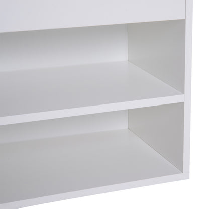 HOMCOM ooden Shoes Rack Bench, Hidden Storage Padded Seat, Organiser Footwear Rack, Hallway, White, 80 x 30 x 47 cm