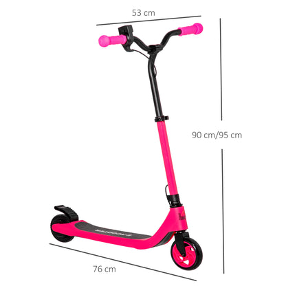 HOMCOM lectric Scooter, 120W Motor E-Scooter with Battery Display, Adjustable Height, Rear Brake for Ages 6+ Years - Pink