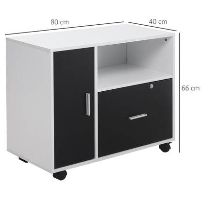 HOMCOM ulti-Compartment Office Storage Cabinet, with File Hangers - Black/White