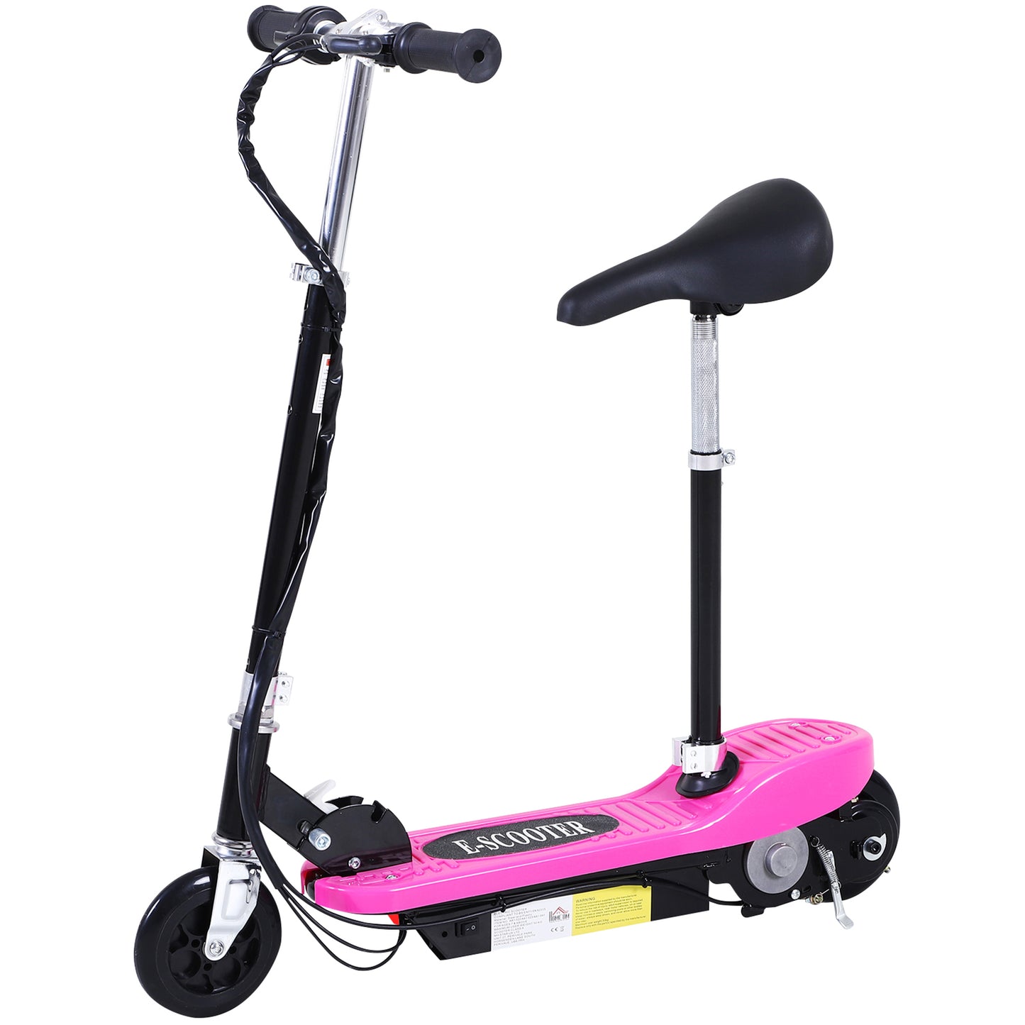 HOMCOM oldable Electric Scooter Ride on for Kids 12V 120W W/Brake Kickstand-Pink