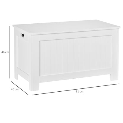 HOMCOM ift Top Storage Chest Toy Box Organizer with Lid and Safety Hinges for Bedroom Entryway Living Room - White