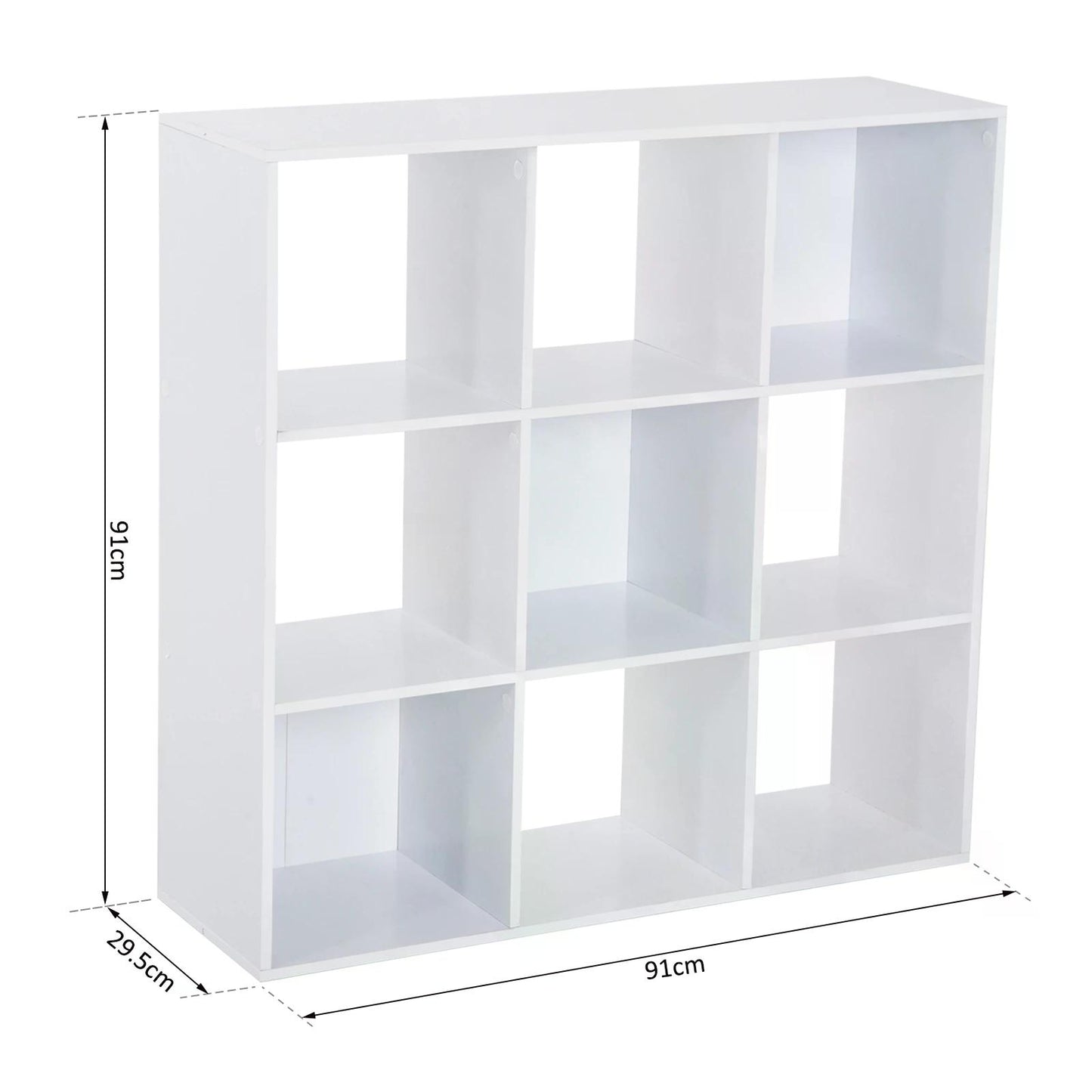 HOMCOM ooden 9 Cube Storage Cabinet Unit 3 Tier Bookcase Shelves Organiser Rack Display - White