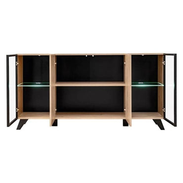 Lagos Wooden Sideboard With 4 Doors In Hickory Oak And LED