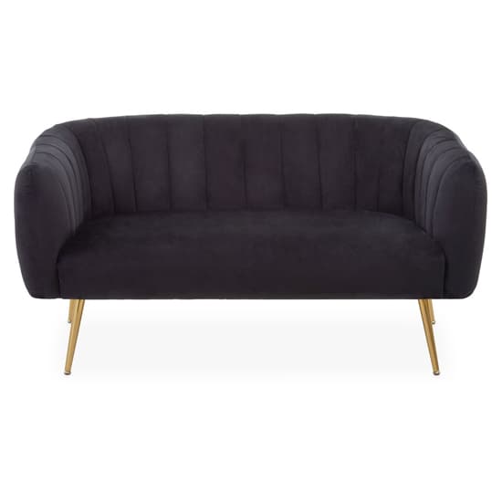 Larrisa Upholstered Velvet Fabric 2 Seater Sofa In Black