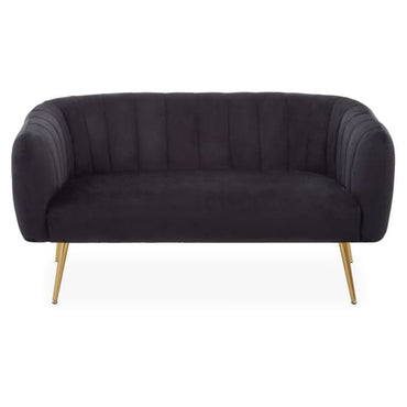 Larrisa Upholstered Velvet Fabric 2 Seater Sofa In Black