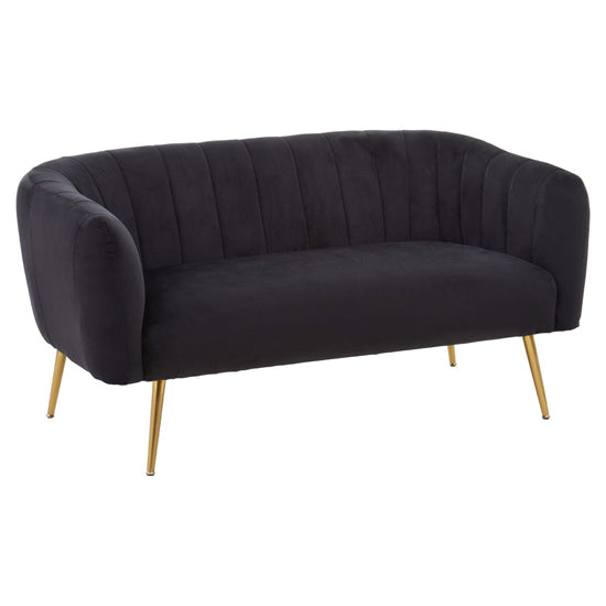 Larrisa Upholstered Velvet Fabric 2 Seater Sofa In Black