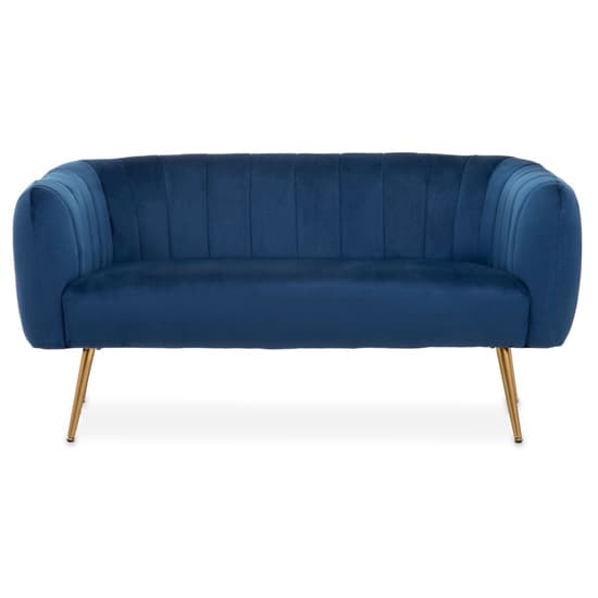 Larrisa Upholstered Velvet Fabric 2 Seater Sofa In Blue