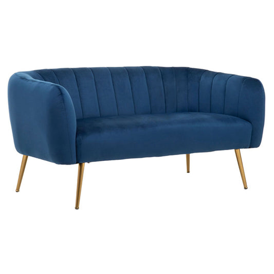 Larrisa Upholstered Velvet Fabric 2 Seater Sofa In Blue