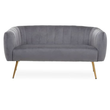 Larrisa Upholstered Velvet 2 Seater Sofa In Grey Fabric