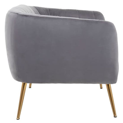 Larrisa Upholstered Velvet 2 Seater Sofa In Grey Fabric