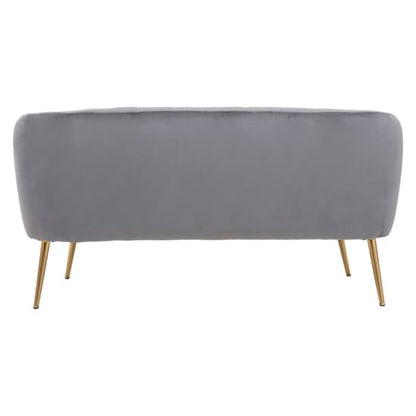 Larrisa Upholstered Velvet 2 Seater Sofa In Grey Fabric