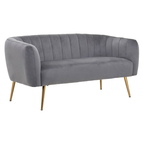 Larrisa Upholstered Velvet 2 Seater Sofa In Grey Fabric