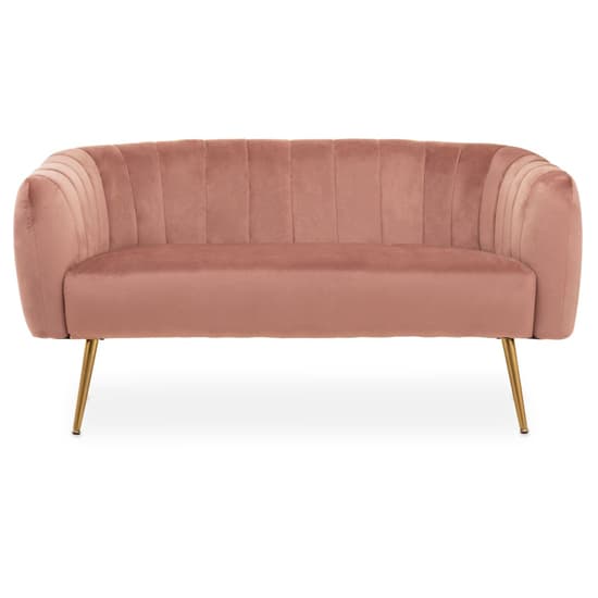 Larrisa Upholstered Velvet Fabric 2 Seater Sofa In Pink