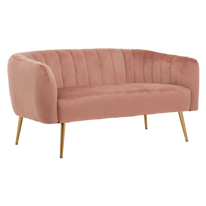 Larrisa Upholstered Velvet Fabric 2 Seater Sofa In Pink