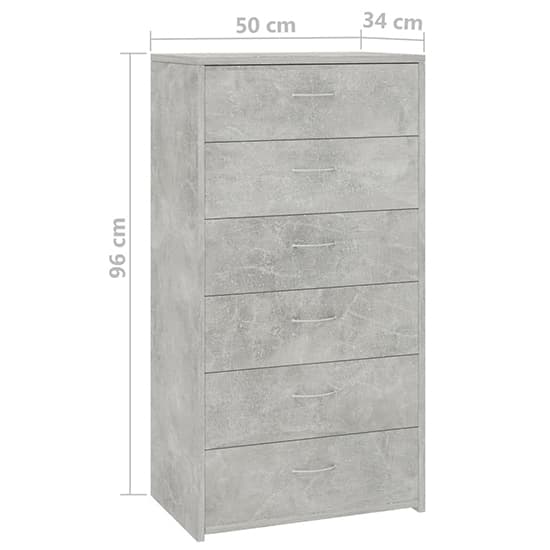 Larson Wooden Chest Of 6 Drawers In Concrete Effect