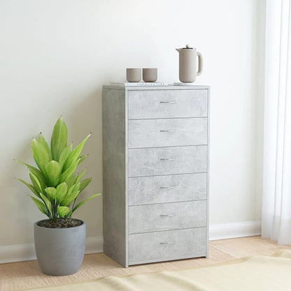 Larson Wooden Chest Of 6 Drawers In Concrete Effect