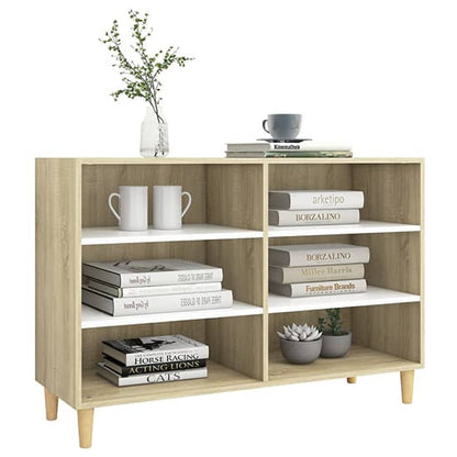 6-Shelf White and Sonoma Oak Wooden Bookcase by FURCO - Modern Storage Solution for Home Decor