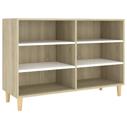 6-Shelf White and Sonoma Oak Wooden Bookcase by FURCO - Modern Storage Solution for Home Decor