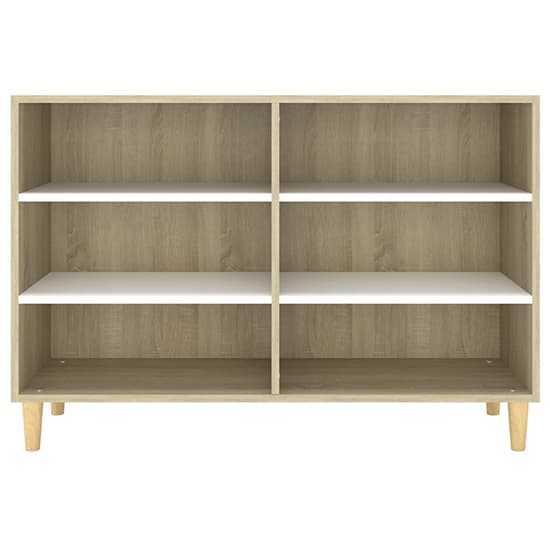 6-Shelf White and Sonoma Oak Wooden Bookcase by FURCO - Modern Storage Solution for Home Decor