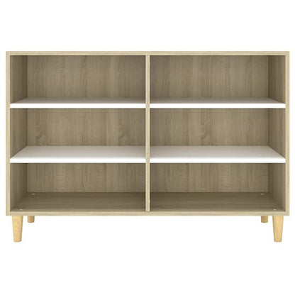 6-Shelf White and Sonoma Oak Wooden Bookcase by FURCO - Modern Storage Solution for Home Decor