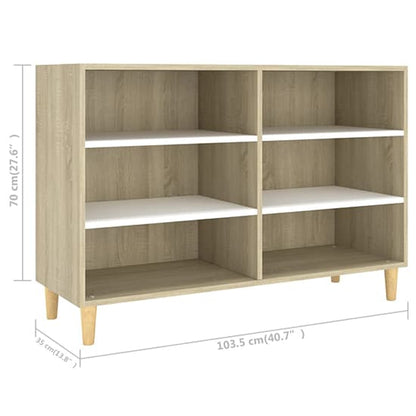 6-Shelf White and Sonoma Oak Wooden Bookcase by FURCO - Modern Storage Solution for Home Decor