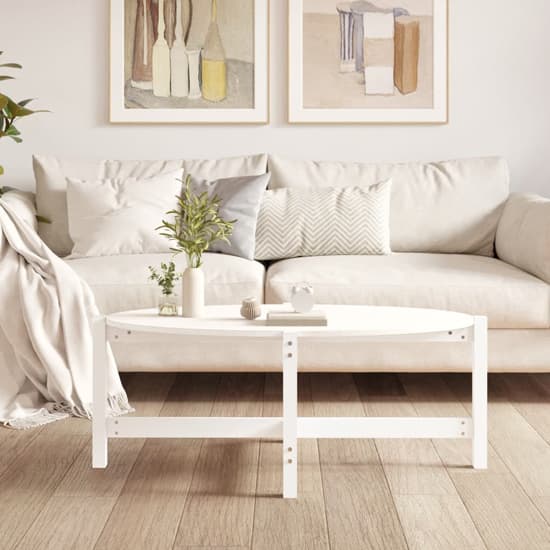 Laurel White Solid Pine Wood Coffee Table for Living Room