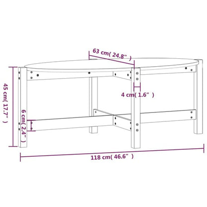 Laurel White Solid Pine Wood Coffee Table for Living Room