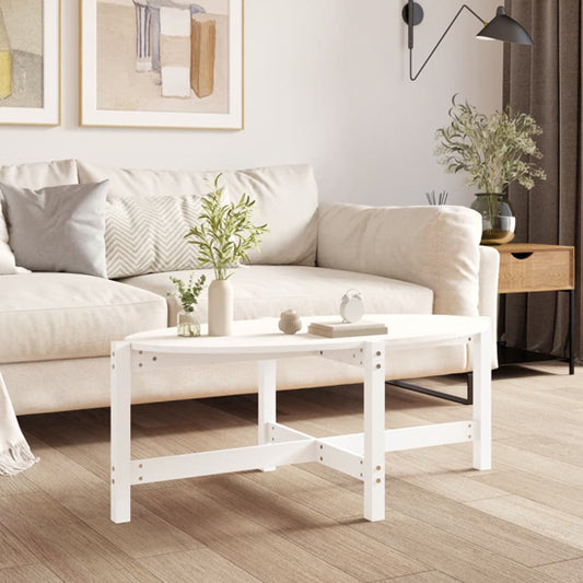 Laurel White Solid Pine Wood Coffee Table for Living Room