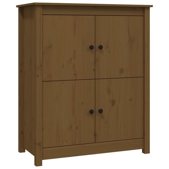 Laval Solid Pine Wood Sideboard With 4 Doors In Honey Brown