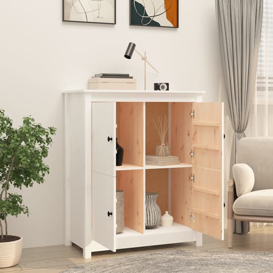 Laval Solid Pine Wood Sideboard With 4 Doors In White