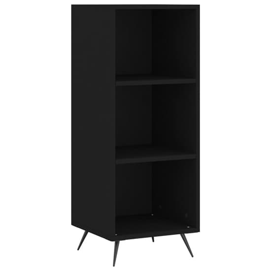 Furco Lavey Black Wooden Shelving Unit with 2 Open Shelves for Home and Office Storage