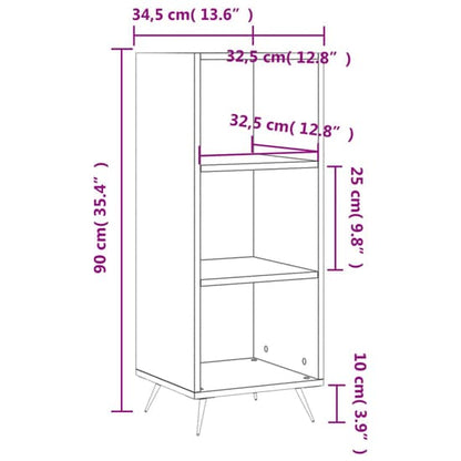 Furco Lavey Black Wooden Shelving Unit with 2 Open Shelves for Home and Office Storage