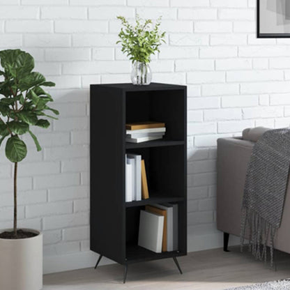 Furco Lavey Black Wooden Shelving Unit with 2 Open Shelves for Home and Office Storage