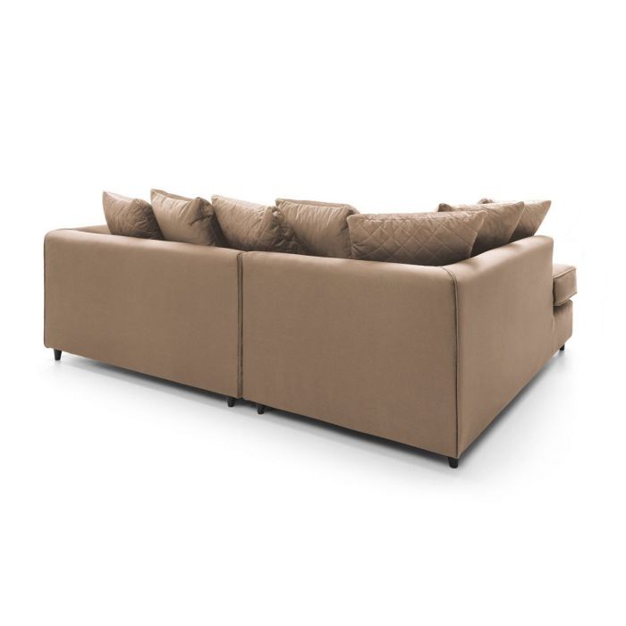 Bethan Velvet Corner Sofa - Left Arm Tan Brown Fabric