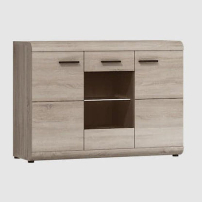 Lecco Wooden Sideboard With 3 Doors In Sonoma Oak