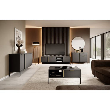 Lech Wooden Sideboard With 3 Doors 2 Drawers In Anthracite