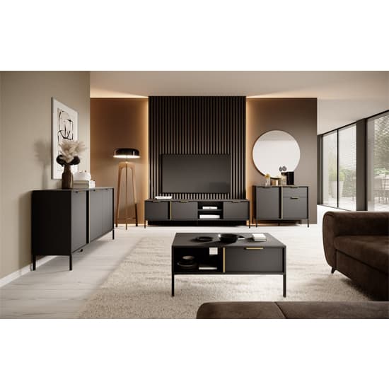 Lech Wooden Sideboard With 4 Doors In Anthracite