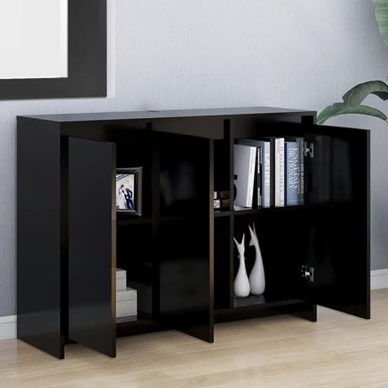 Leehi Wooden Sideboard With 3 Doors In Black