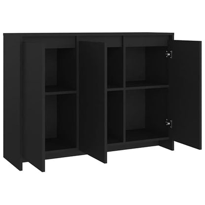 Leehi Wooden Sideboard With 3 Doors In Black