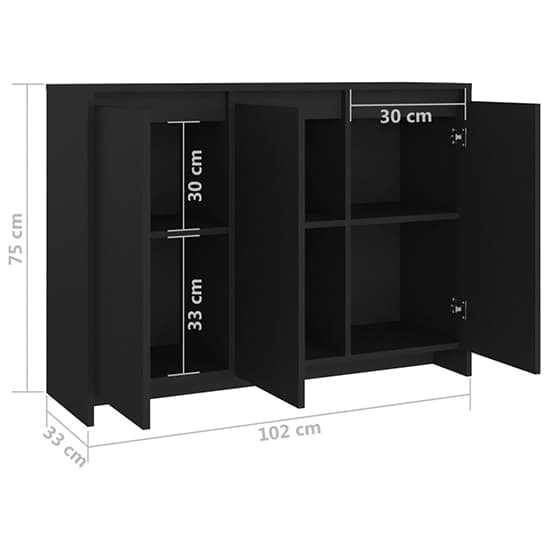 Leehi Wooden Sideboard With 3 Doors In Black