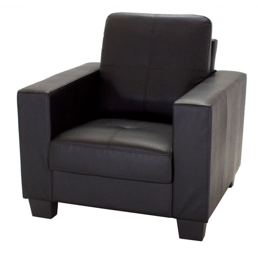 Wadrqua Black Bonded Leather & PVC 1-Seater Sofa - Luxurious Comfort with Minimal Assembly