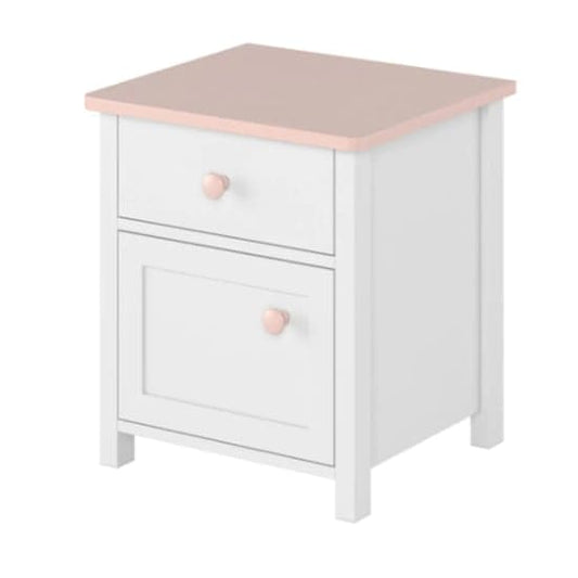 Lenoir Kids Wooden Bedside cabinet 1 Door 1 Drawer In Matt White