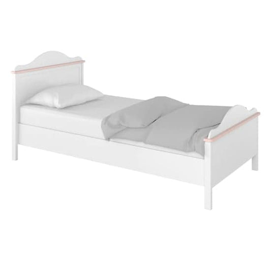 Lenoir White Wooden Single Bed for Kids with Mattress Included